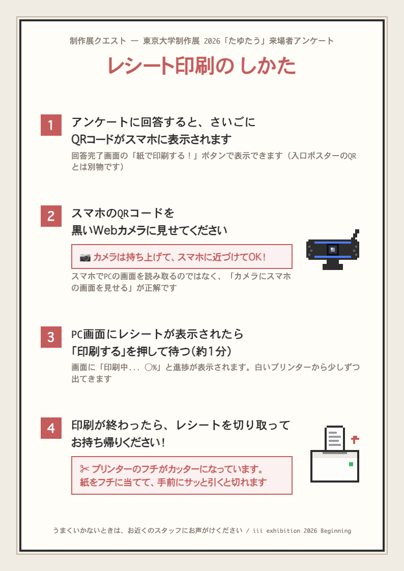 レシート印刷のしかた（会場掲示）